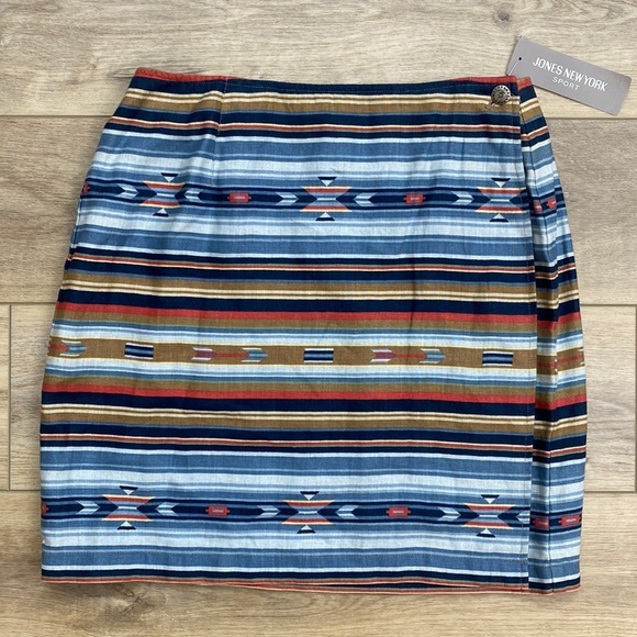 Jones New York Dresses & Skirts - NWT Jones New York Linen Wrap Mini Skirt‎ Western Aztec Stripe Southwestern